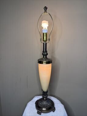 Alabaster Brass Lamp Mid Century Modern Hollywood Regency Porcelain Vintage Gift